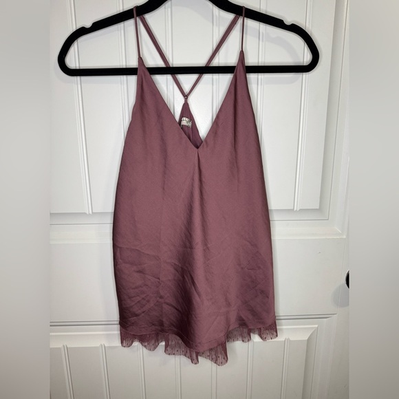 Intimately Free People Dusty Mauve/Plum Camisole with Lace Fringe - Picture 2 of 6
